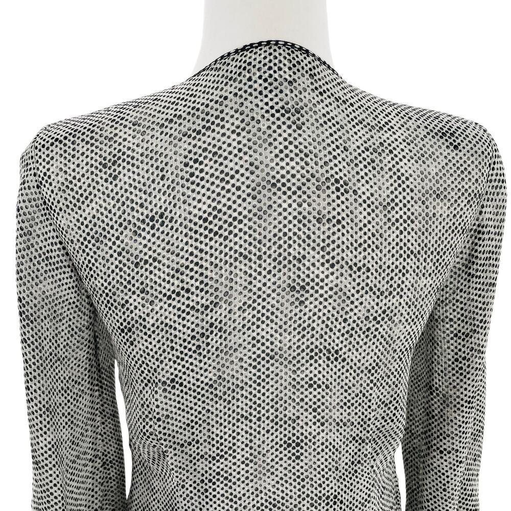 Lida Baday Black & White Silk Polka Dot Sheer Ruffle Blouse Women Sz 2 - Picture 11 of 14